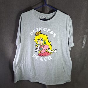 Nintendo Super Mario Princess Peach Grey Graphic Tee VG- XL